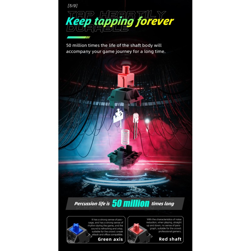 Thunderobot Mechanical Gaming Keyboard - KG3089R - Black 89 Red Switch Keys — Buy in Cyprus with Fast Delivery