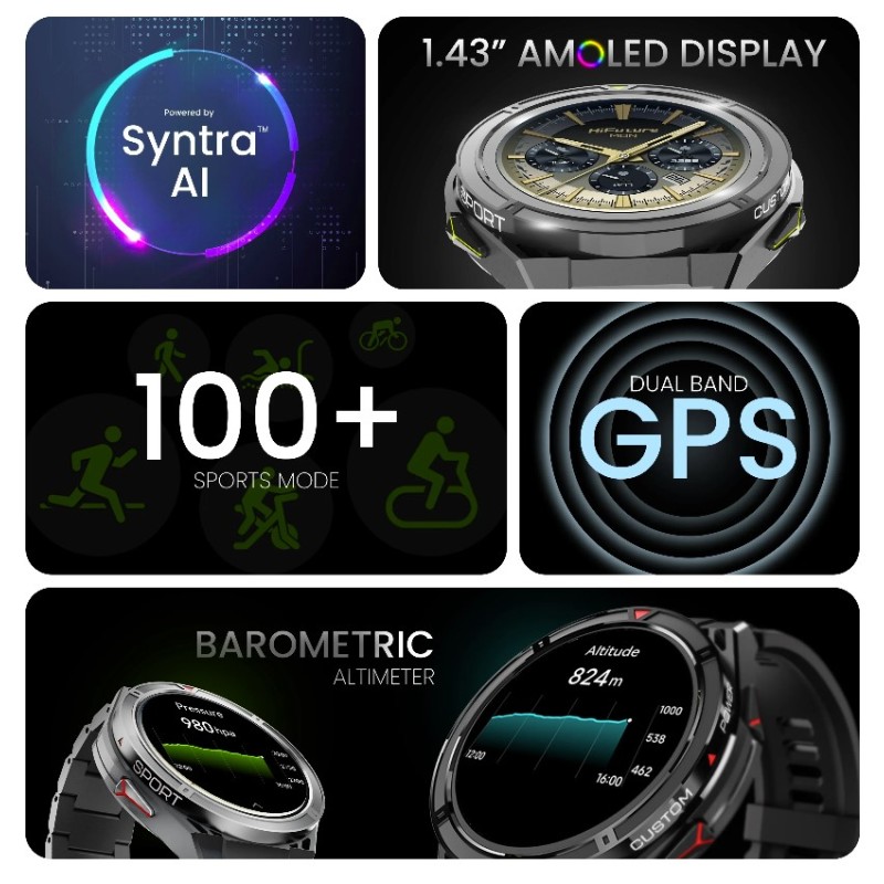 HiFuture Adventure GPS SmartWatch - ACTIVE Black Red — Buy in Cyprus with Fast Delivery