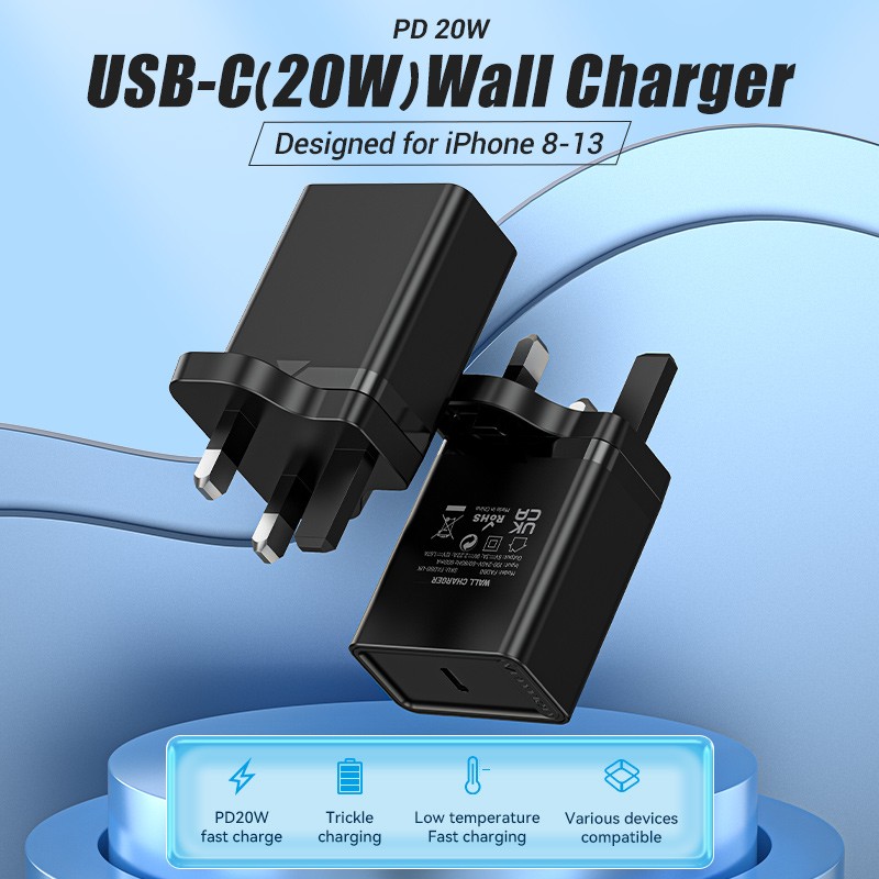 Vention Charger Wall - FADB0-UK - 20W 1xUSBC Black — Buy in Cyprus with Fast Delivery