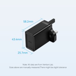 Vention Charger Wall - FADB0-UK - 20W 1xUSBC Black — Buy in Cyprus with Fast Delivery