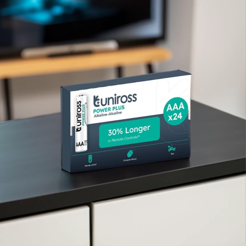 Uniross Alkaline AAA Power Plus - Box of 24 Pcs — Buy in Cyprus with Fast Delivery