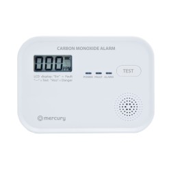 Mercury COD-218A Standalone Carbon Monoxide Alarm with LCD Display showing CO levels 350.139UK