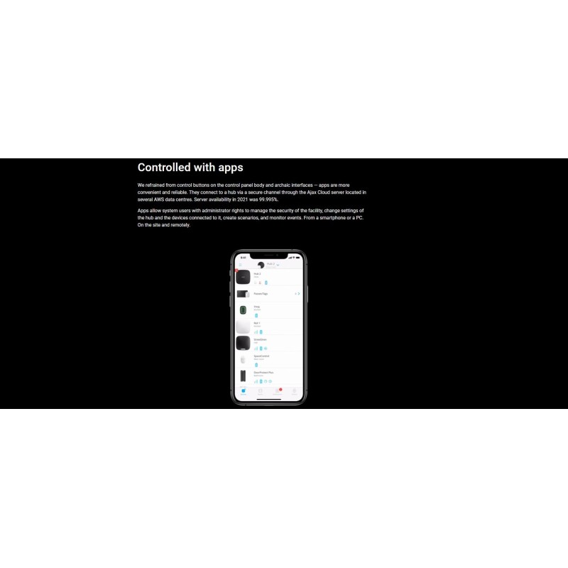 AJAX TCP-IP GSM Alarm Hub - Hub2 - LTE White — Buy in Cyprus with Fast Delivery