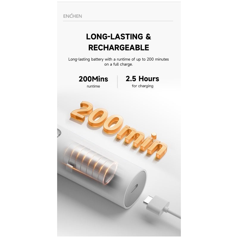 Enchen Hair Clipper - BOOST 2 - USB-C 1200mAh Black — Buy in Cyprus with Fast Delivery