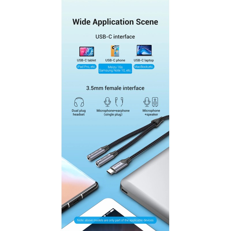 Vention USB-C to 2x3.5mm TRS Cable Adaptor - BGPHY - 0.3m — Buy in Cyprus with Fast Delivery