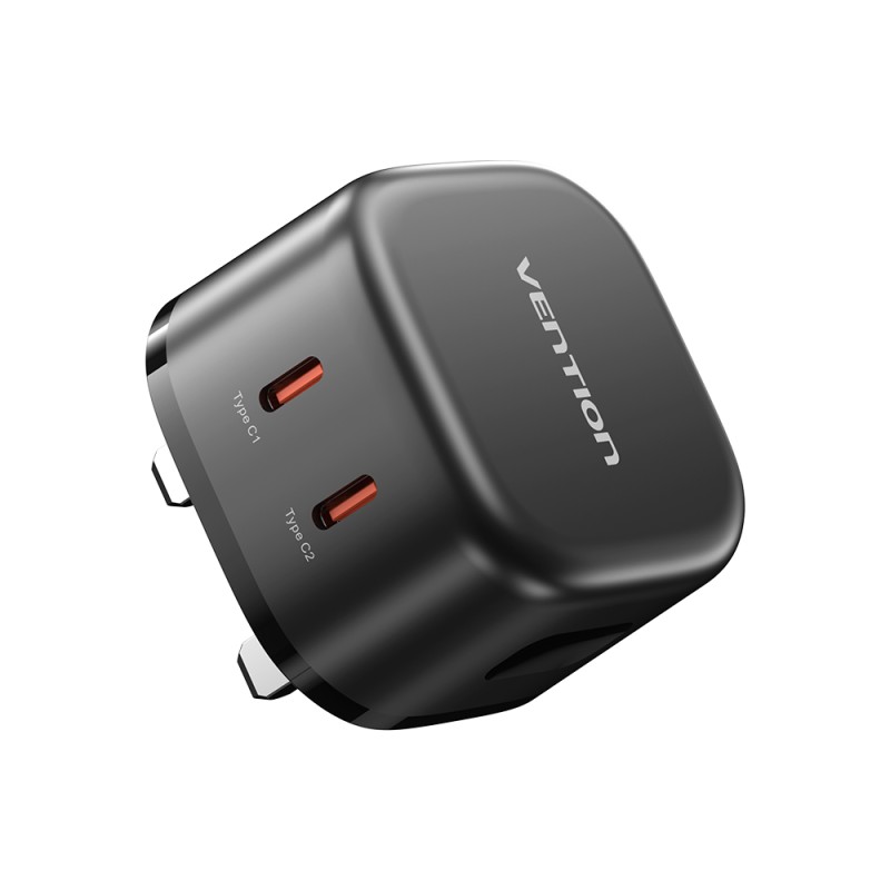 Vention Charger - FESB0-UK - Wall GaN 45W 2xUSBC Black — Buy in Cyprus with Fast Delivery