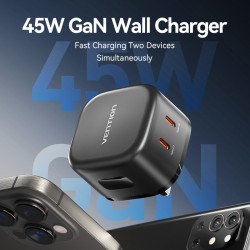 Vention Charger - FESB0-UK - Wall GaN 45W 2xUSBC Black — Buy in Cyprus with Fast Delivery
