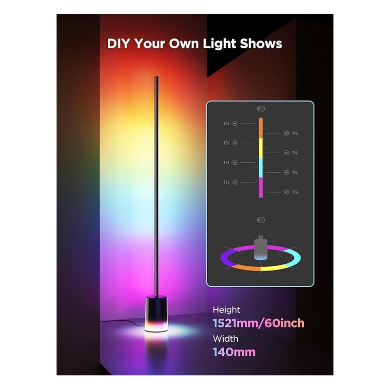 Govee Lamp Floor Smart RGBICWW Supports Matter - H607C - Floor Lamp 2 Black — Buy in Cyprus with Fast Delivery