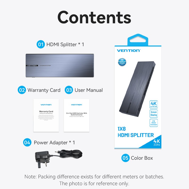 Vention HDMI Splitter - AKQB0-UK - 8-Port 4K 1.4 with UK PSU — Buy in Cyprus with Fast Delivery