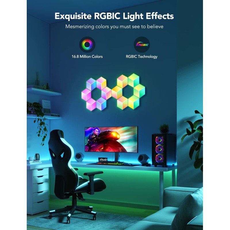 Govee Gaming Wall Glide Hexa Pro Light Panels - H6066 - 10pack — Buy in Cyprus with Fast Delivery
