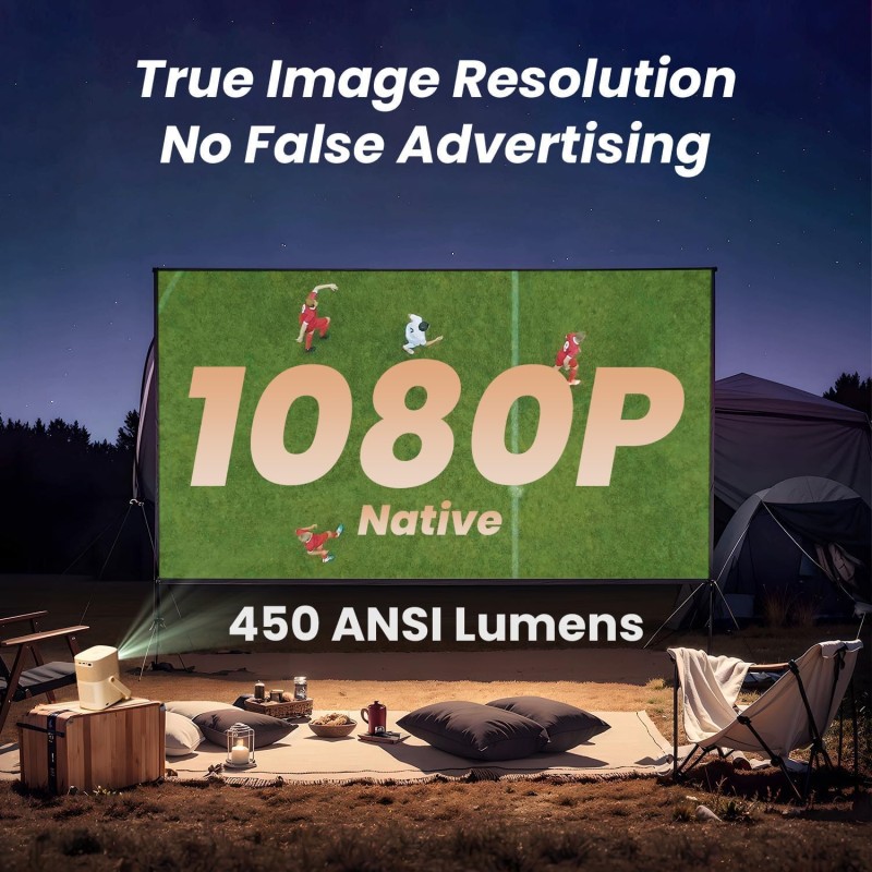 Yaber Portable Outdoor Projector - T2 Plus - Full HD, WiFi6, BT, 450 ANSI, JBL Sound, Smart TV, Auto Focus