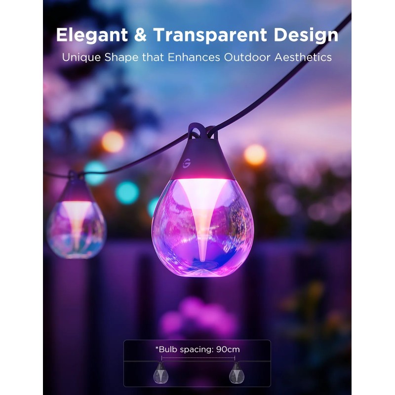 Govee Outdoor Smart String Lights - H7025CB1 - RGBICW — Buy in Cyprus with Fast Delivery