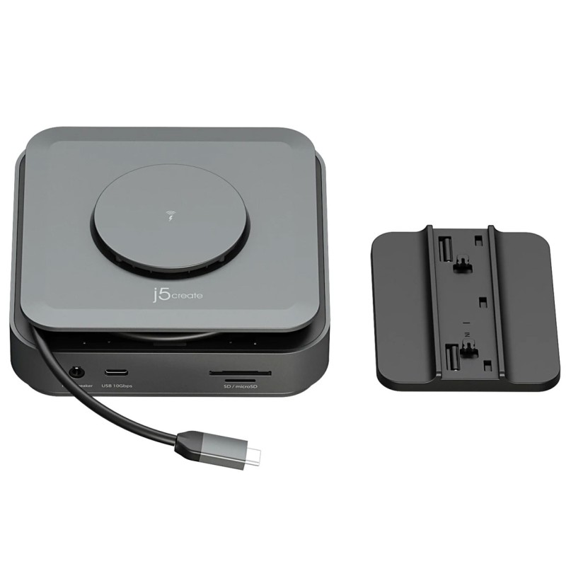 j5create Dock USB-C Dual Display 4K MST MacBookM3 HDMI RJ45 SD USB PD + Wireless Charger + 140W PSU UK JCD3199P