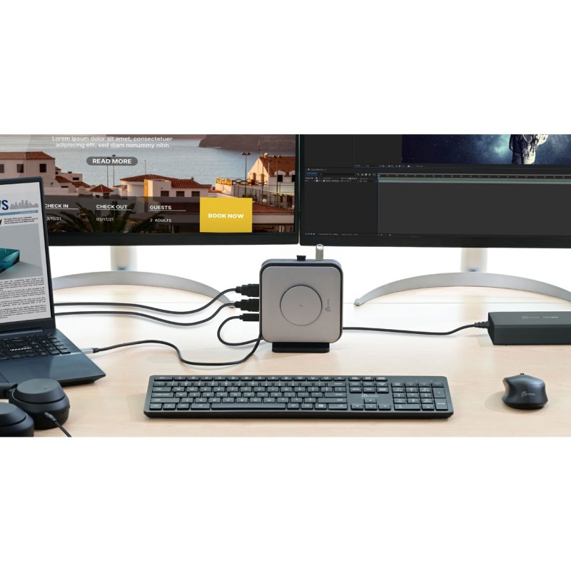 j5create Dock USB-C Dual Display 4K MST MacBookM3 HDMI RJ45 SD USB PD + Wireless Charger + 140W PSU UK JCD3199P