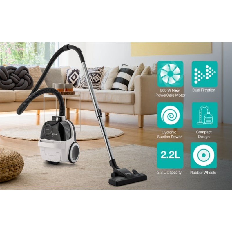 Gorenje Cleaning Vacuum - VCE01G2AW - Bagless 800W 2.2L — Buy in Cyprus with Fast Delivery