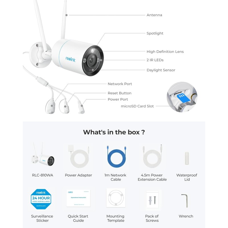 Reolink WIFI Outdoor Camera - RLC-810WA - WIFI Outdoor Camera 8MP — Buy in Cyprus with Fast Delivery