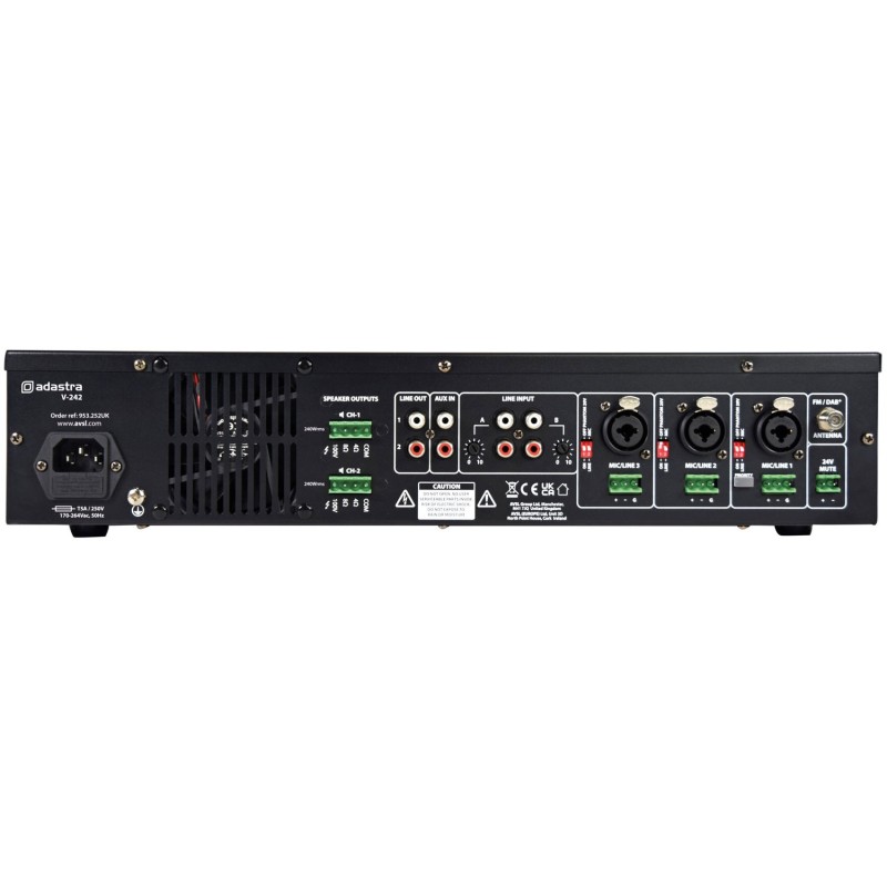Adastra V-242 100V Amplifier - 953.252UK - 2x240W FM USB SD BT — Buy in Cyprus with Fast Delivery