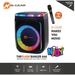 N-Gear FLASHBANGER Karaoke Speaker - 606 - BT USB with 1x Wireless Microphone — Buy in Cyprus with Fast Delivery
