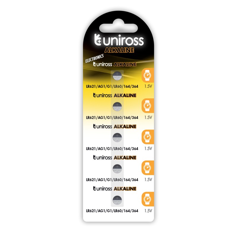 Uniross Replacement Battery - LR621 - AG1 LR60 Alkaline Coin Battery (5pack) — Buy in Cyprus with Fast Delivery