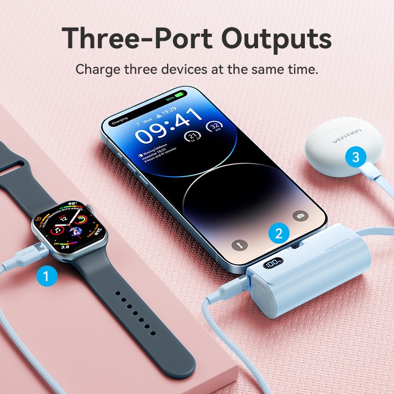 Vention Powerbank - FHRW0 - 4800mAh, 22.5W, Foldable, Lightning, White — Buy in Cyprus with Fast Delivery