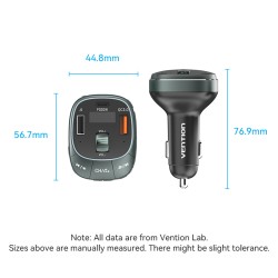 Vention Car FM Transmitter, USB Music Player & Charger - FFLB0 - 3xUSB 30W 18W 5W — Buy in Cyprus with Fast Delivery