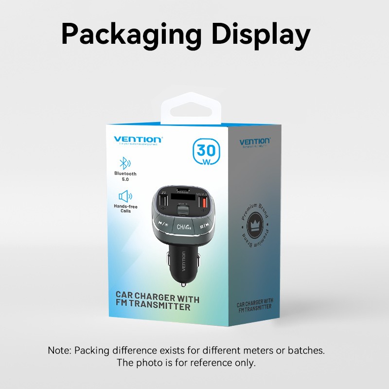 Vention Car FM Transmitter, USB Music Player & Charger - FFLB0 - 3xUSB 30W 18W 5W — Buy in Cyprus with Fast Delivery