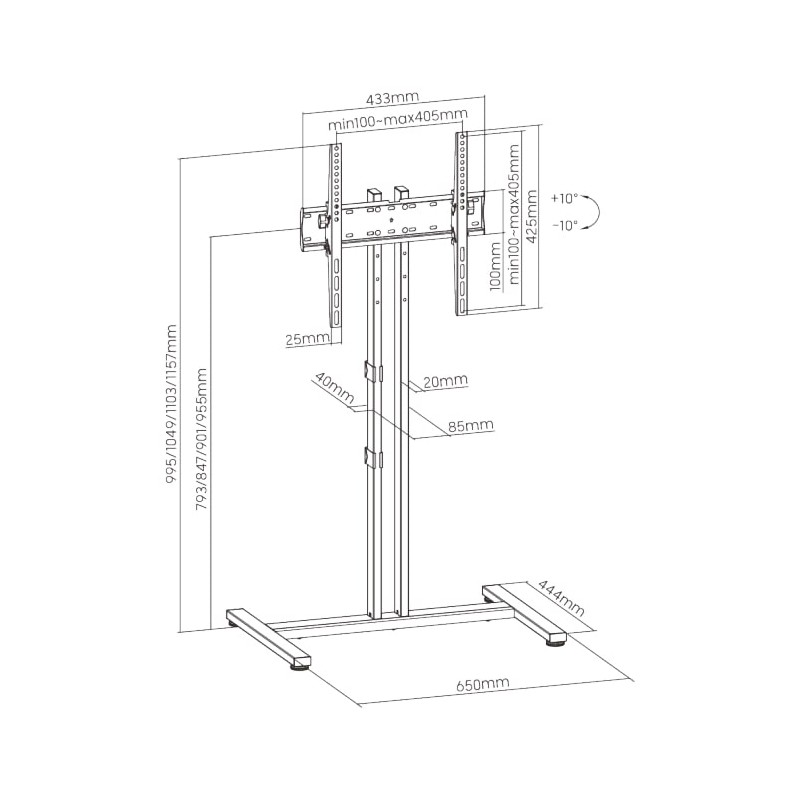 Brateck TV Floorstand - FS47-44T-01 - 40x40, 96cm, 35kg — Buy in Cyprus with Fast Delivery
