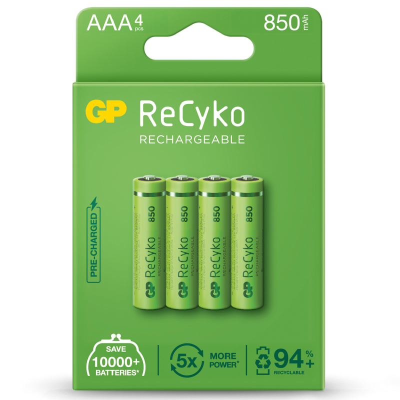 GP ReCyko+ Rechargeable Batteries - AAA 850mah 4pcs — Buy in Cyprus with Fast Delivery