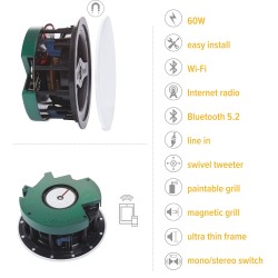 Artsound SMART IN - WiFi Multiroom Active Ceiling Speakers (Active+Passive Pair) — Buy in Cyprus with Fast Delivery