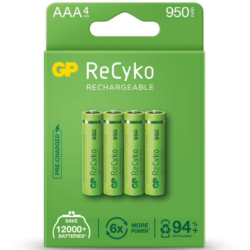 GP ReCyko+ Recharg Batteries - 656.161UK - AAA 950mah 4pcs — Buy in Cyprus with Fast Delivery