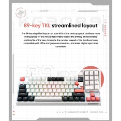 Thunderobot White Mechanical Gaming Keyboard 89 Red Switch Keys - KG3089 - White Mechanical Gaming Keyboard 89 Red Switch Keys