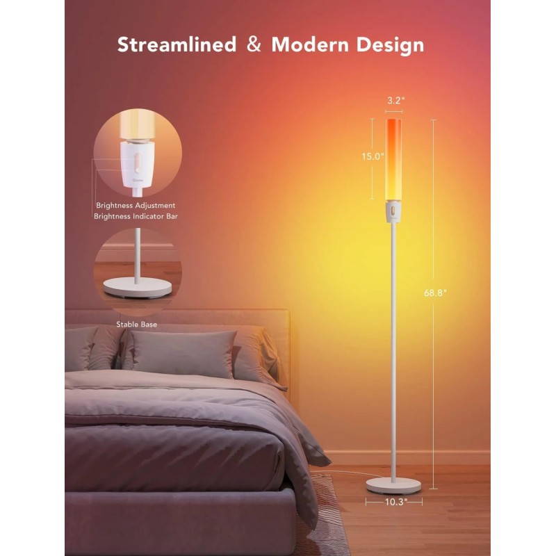 Govee Lamp Floor Smart RGBICWW - H6078 - Cylinder Floor Lamp — Buy in Cyprus with Fast Delivery