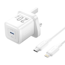 Vention Charger Wall GaN 20W - FEPW0 - 1xUSBC UK+Lightning Cable White — Buy in Cyprus with Fast Delivery