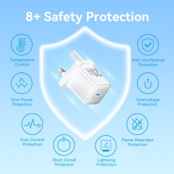 Vention Charger Wall GaN 20W - FEPW0 - 1xUSBC UK+Lightning Cable White — Buy in Cyprus with Fast Delivery