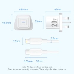 Vention Charger Wall GaN 20W - FEPW0 - 1xUSBC UK+Lightning Cable White — Buy in Cyprus with Fast Delivery