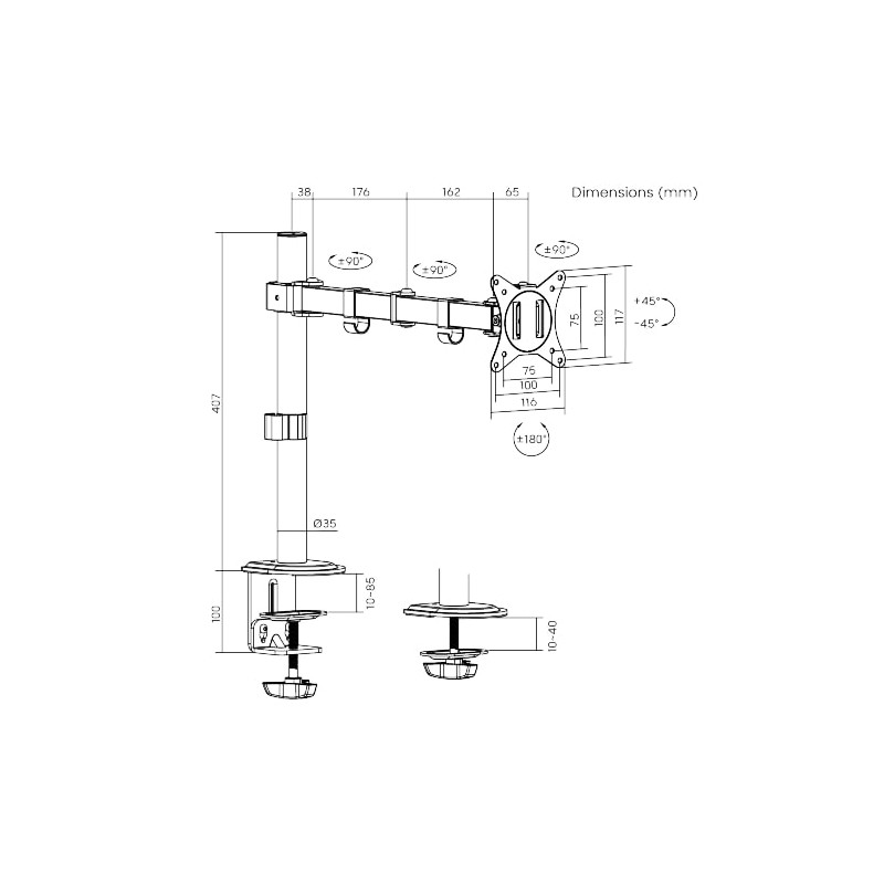 Brateck Monitor Mount - LDT66-C012 - Single Arm — Buy in Cyprus with Fast Delivery