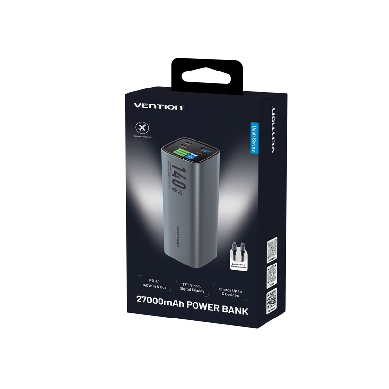 Vention Powerbank 27000mAh 140W 3xUSBC+USB-A - FHVH0 - 27000mAh 140W 3xUSBC+USB-A — Buy in Cyprus with Fast Delivery
