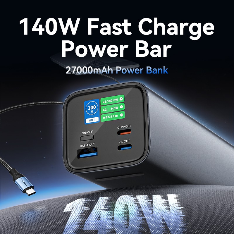 Vention Powerbank 27000mAh 140W 3xUSBC+USB-A - FHVH0 - 27000mAh 140W 3xUSBC+USB-A — Buy in Cyprus with Fast Delivery