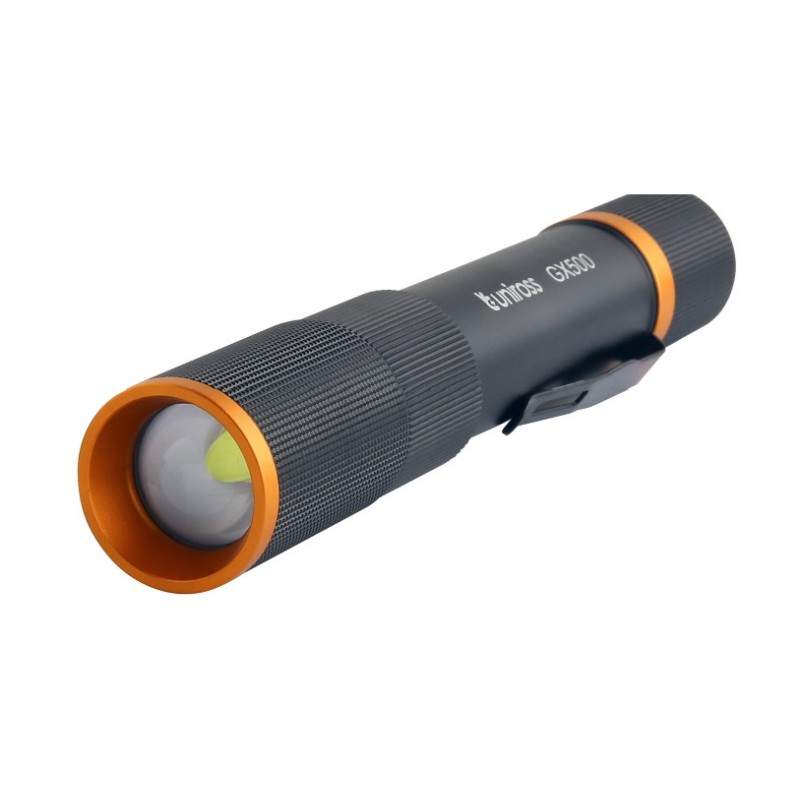 Uniross USB Rechargeable Torch - GX500 - IP44 Waterproof Aluminium 1000 lumens 140m Beam 120hrs Battery