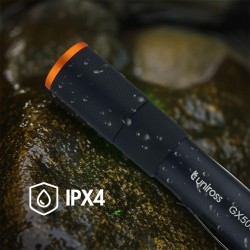 Uniross USB Rechargeable Torch - GX500 - IP44 Waterproof Aluminium 1000 lumens 140m Beam 120hrs Battery