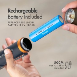 Uniross USB Rechargeable Torch - GX500 - IP44 Waterproof Aluminium 1000 lumens 140m Beam 120hrs Battery