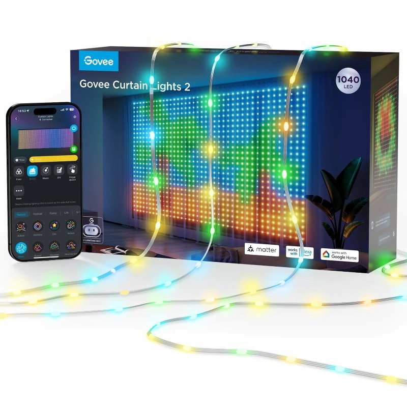Govee LED Curtain Lights - H70B4 - 2 WiFi & BT RGBIC 3mx2.0m IP65 (EU) — Buy in Cyprus with Fast Delivery