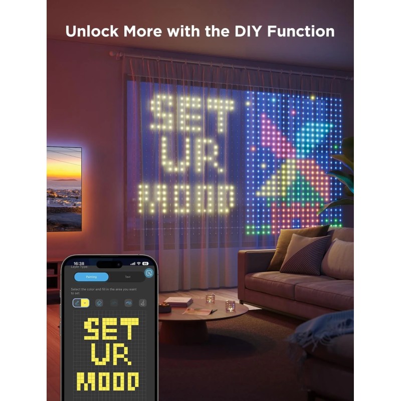 Govee LED Curtain Lights - H70B4 - 2 WiFi & BT RGBIC 3mx2.0m IP65 (EU) — Buy in Cyprus with Fast Delivery