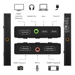 j5create Capture Card - JVA06 - Dual HDMI to USB-C A 1080p 3.5mm DSLR PD Windows Android — Buy in Cyprus with Fast Delivery