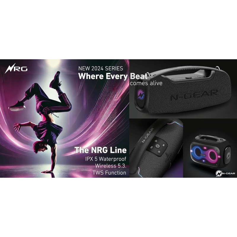 N-Gear Portable Karaoke Outdoor Speaker 1xWireless Mic - NRG500 - Portable Karaoke Outdoor Speaker 1xWireless Mic