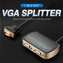 Vention VGA Splitter - DBABF - 2-Port with Power & VGA Cable 1.0m — Buy in Cyprus with Fast Delivery