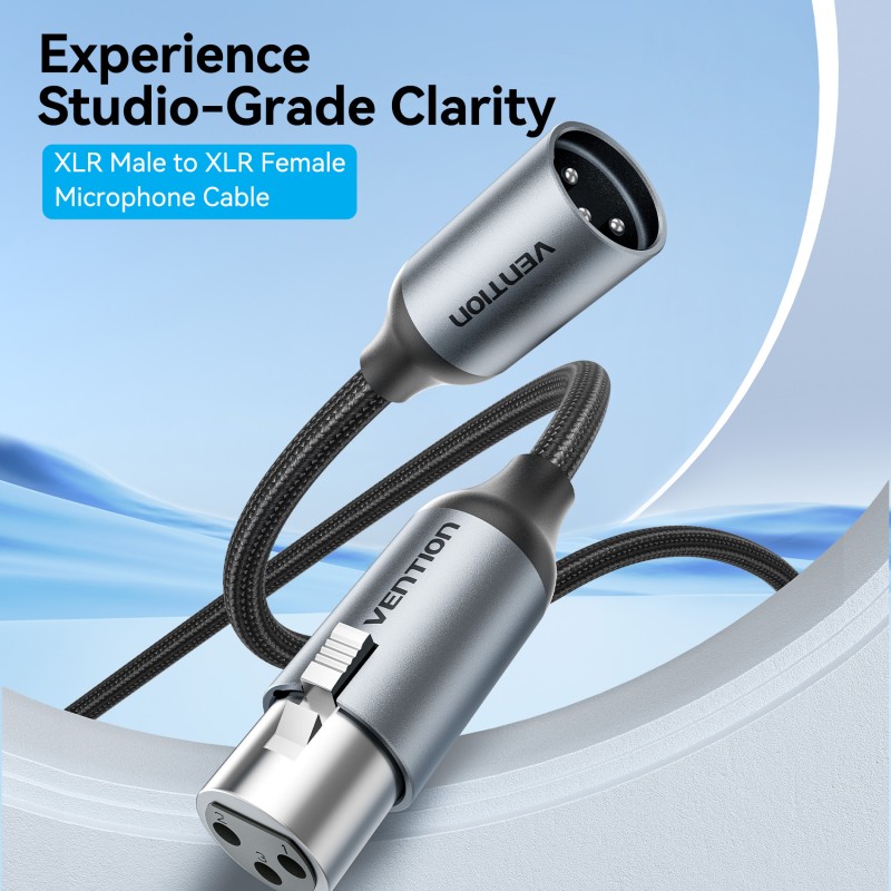 Vention AUDIO XLR M-F Cable - BKHHJ - Braided-Metal 5.0m — Buy in Cyprus with Fast Delivery