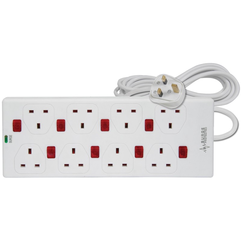 Mercury 8-Gang Power Extension 2.0m with Switches & Surge Protection 429.797UK — Buy in Cyprus with Fast Delivery