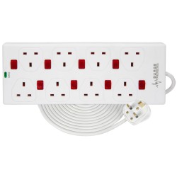 Mercury 8-Gang Power Extension 2.0m with Switches & Surge Protection 429.797UK — Buy in Cyprus with Fast Delivery