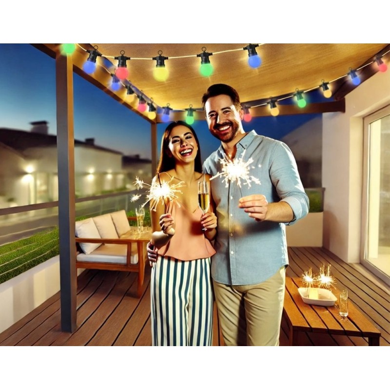 WOOX Smart LED Decorative String Light Bulbs - R5195 - IP65 RGB & CCT 9.0m Includes Remote Control
